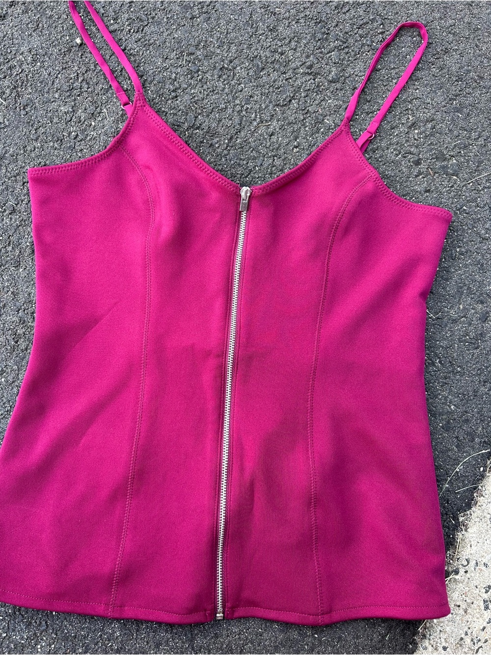 Express Magenta Zip-Front Cami Tank